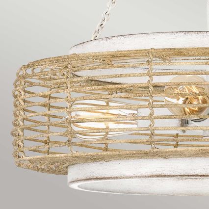 Quoizel - Полилей на верига WAYLON 4xE27/60W/230V Ø 50,4 см кафяв/бял