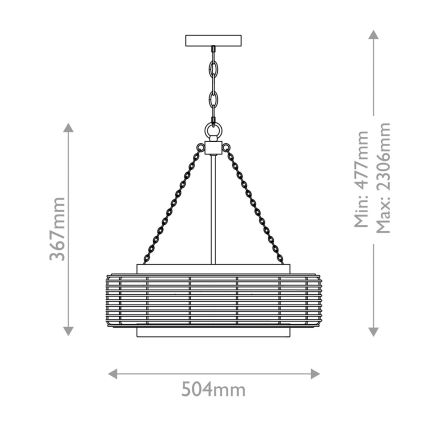 Quoizel - Полилей на верига WAYLON 4xE27/60W/230V Ø 50,4 см кафяв/бял