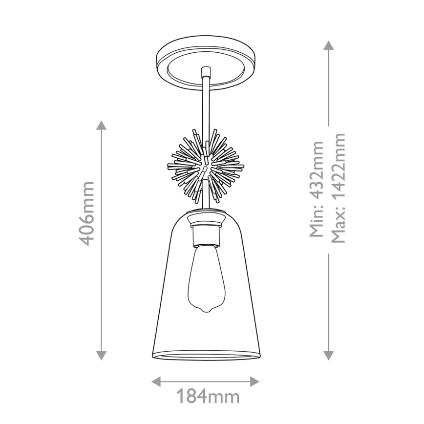 Quoizel - Висящ полилей STARING 1xE27/40W/230V Ø 18,4 cm златист/патина/прозрачен