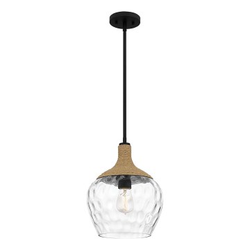 Quoizel - Висящ полилей ROYER 1xE27/60W/230V Ø 30,2 cm прозрачен/черен/бежов