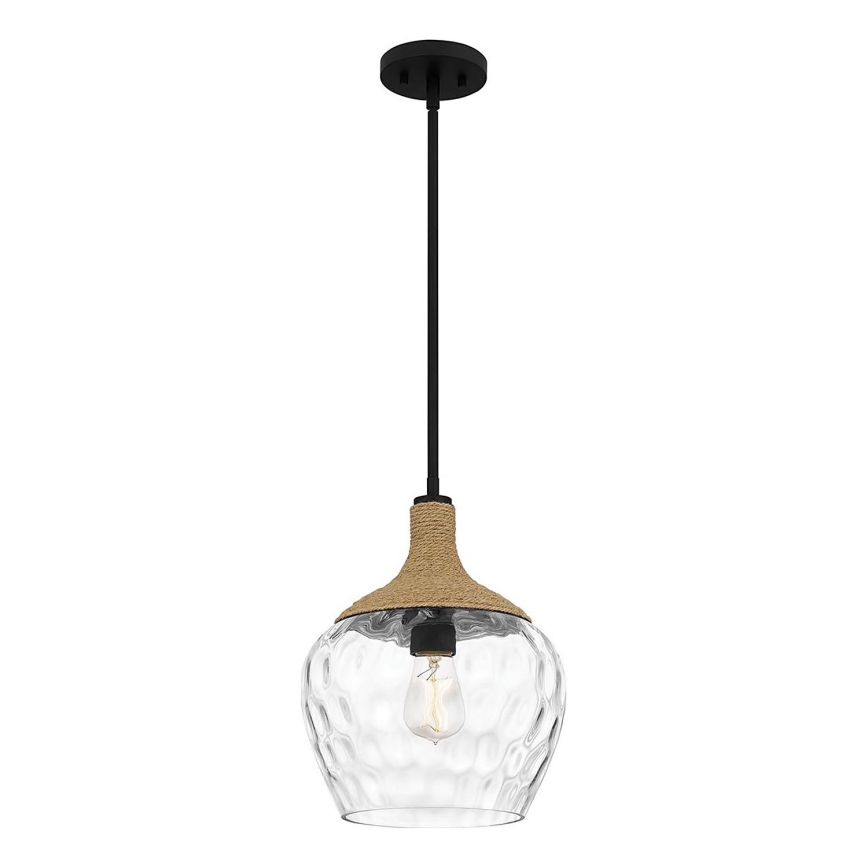 Quoizel - Висящ полилей ROYER 1xE27/60W/230V Ø 30,2 cm прозрачен/черен/бежов