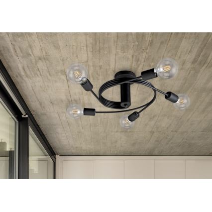 Rabalux - повърхностно монтиран Полилей 5xE27/15W/230V черна