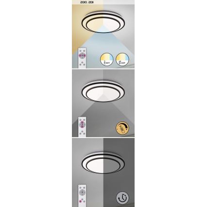 Rabalux - Димируемо LED таванно осветително тяло LED/40W/230V 3000–6500K сребристо, Ø 49 см + дистанционно управление