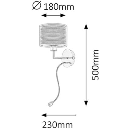 Rabalux - Стенна лампа E27/60W + LED/1W