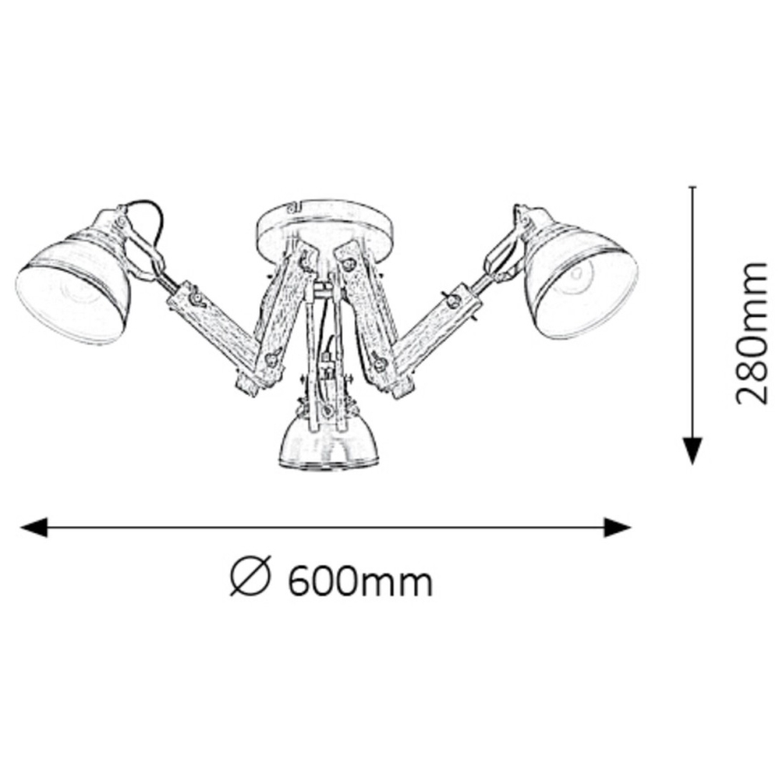 Rabalux - повърхностно монтиран Полилей 3xE14/15W/230V черна