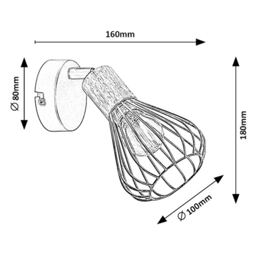 Rabalux - Стенен спот 1xE14/25W/230V черен/бук
