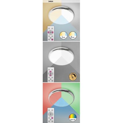 Rabalux - LED RGB Димируем плафон за баня LED/18W/230V Ø 30 cm 3000-6500K IP44 + дистанционно управление