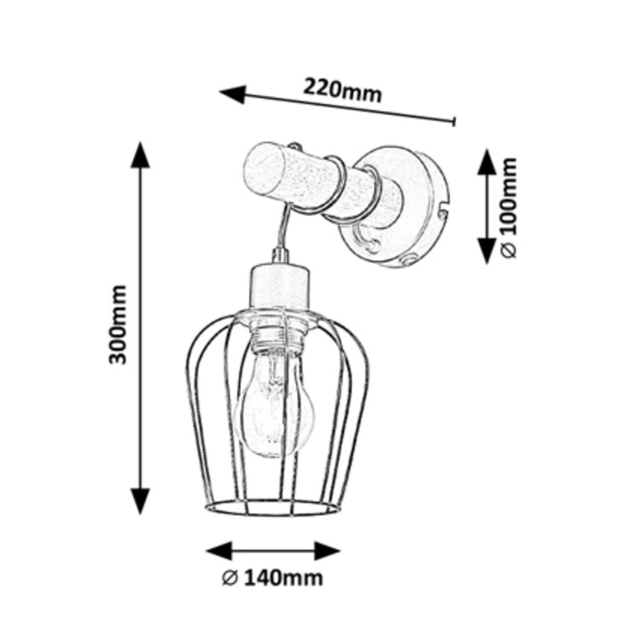 Rabalux - Аплик 1xE27/40W/230V каучуково дърво