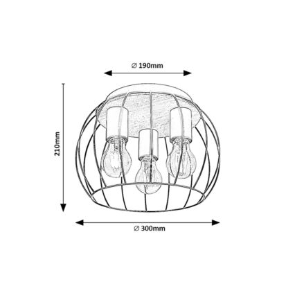 Rabalux - Таванно осветително тяло, 3xE27/25W/230V, Ø 30 см