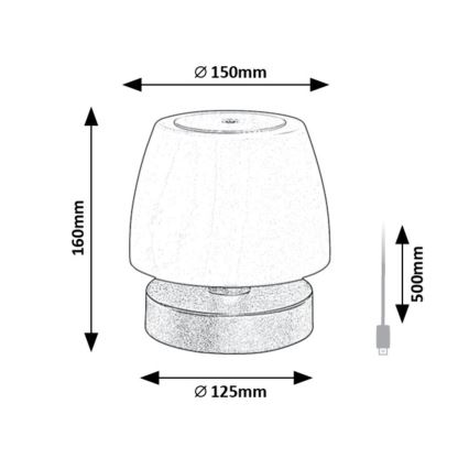Rabalux - LED Димируема настолна лампа LED/3W/5V 2000 mAh IP44