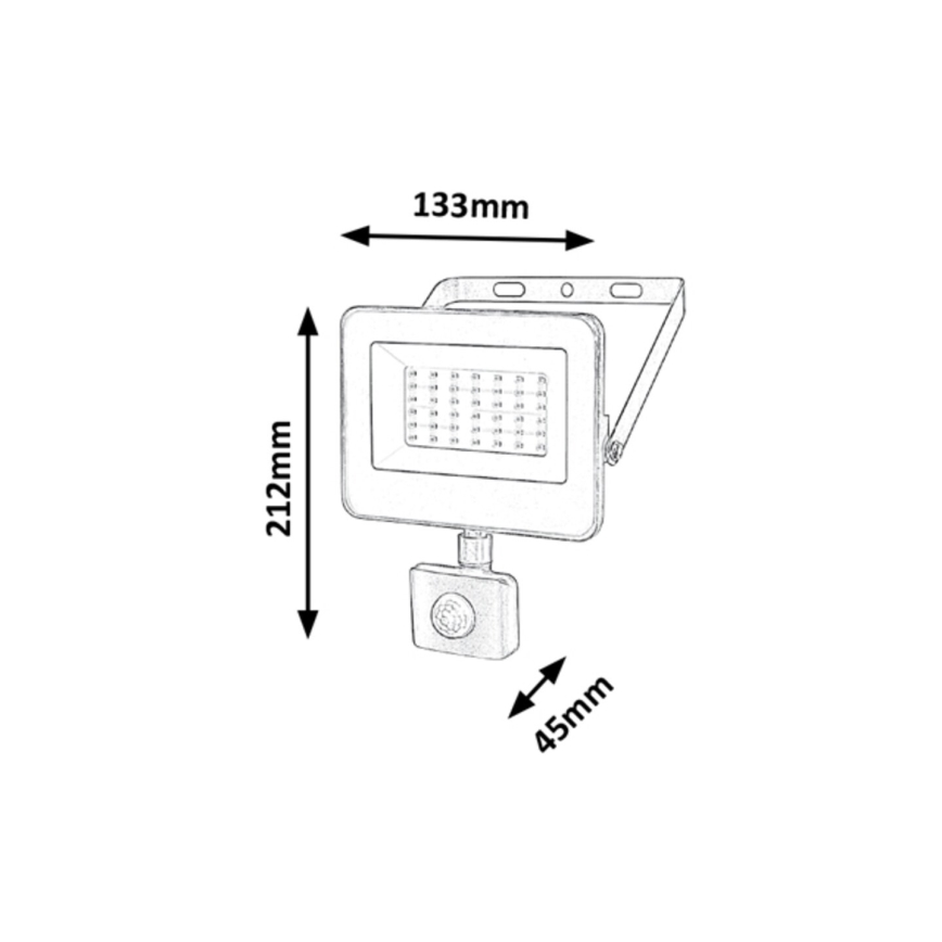 Rabalux - LED Прожектор със сензор LED/30W/230V 4000K IP44 черен