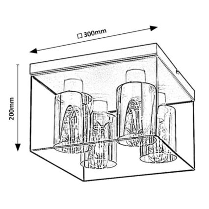 Rabalux - Таванно осветително тяло 4xE27/25W/230V 30x30 cm