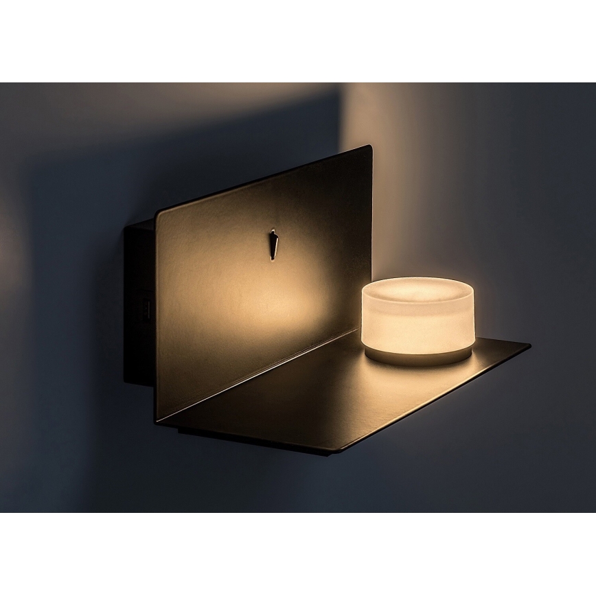 Rabalux - LED Аплик с рафт и USB portem LED/6W/230V 3000K
