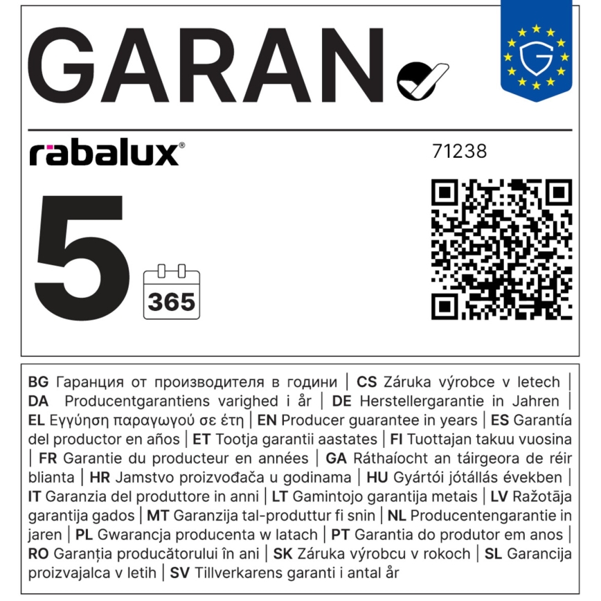 Rabalux - LED Лампа за окачен таван LED/12W/230V 17x17 см бял