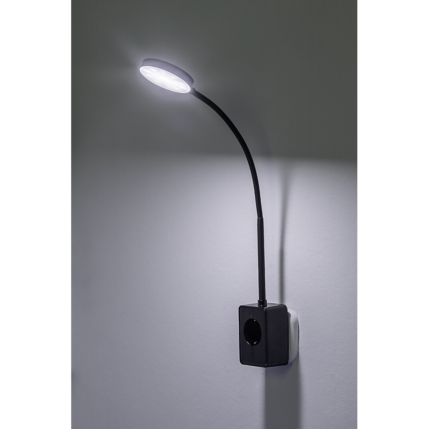 Rabalux - Димируема стенна LED лампа LED/4W/230V с USB порт за включване в електрически контакт, черна
