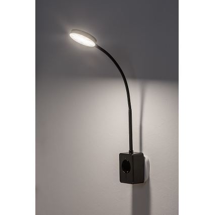 Rabalux - Димируема стенна LED лампа LED/4W/230V с USB порт за включване в електрически контакт, черна