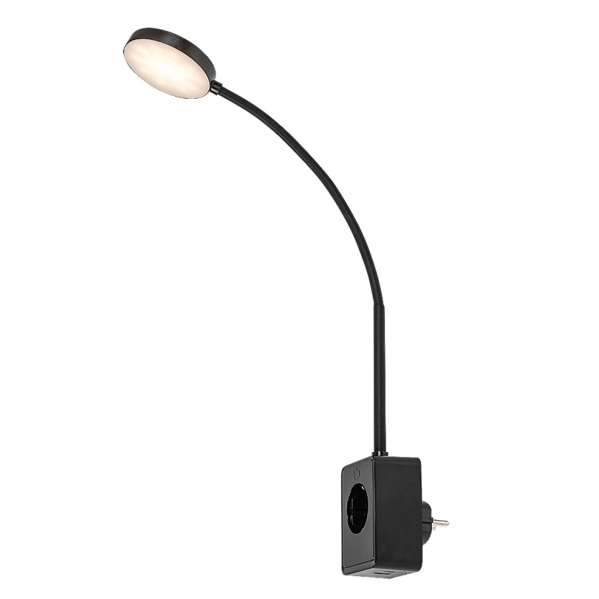 Rabalux - Димируема стенна LED лампа LED/4W/230V с USB порт за включване в електрически контакт, черна