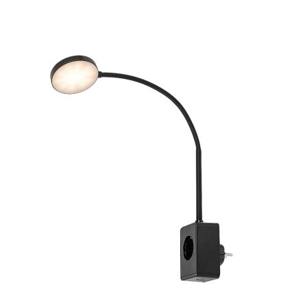 Rabalux - Димируема стенна LED лампа LED/4W/230V с USB порт за включване в електрически контакт, черна