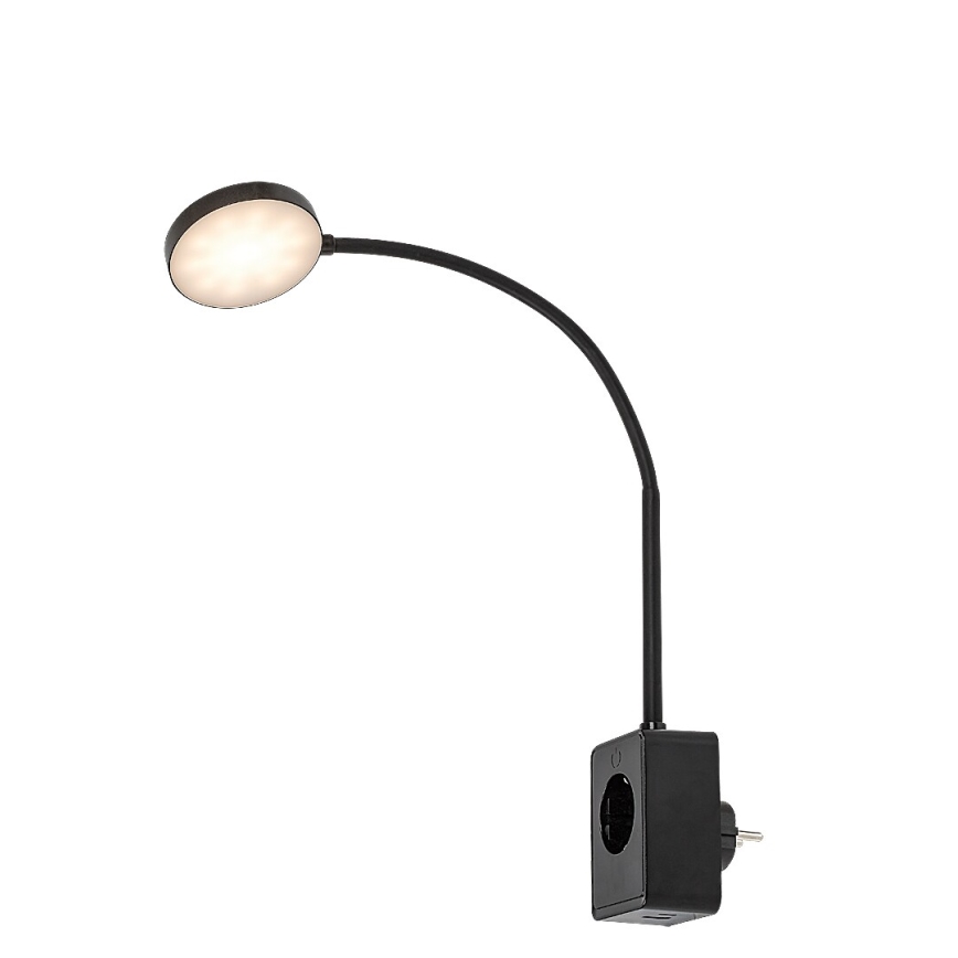 Rabalux - Димируема стенна LED лампа LED/4W/230V с USB порт за включване в електрически контакт, черна