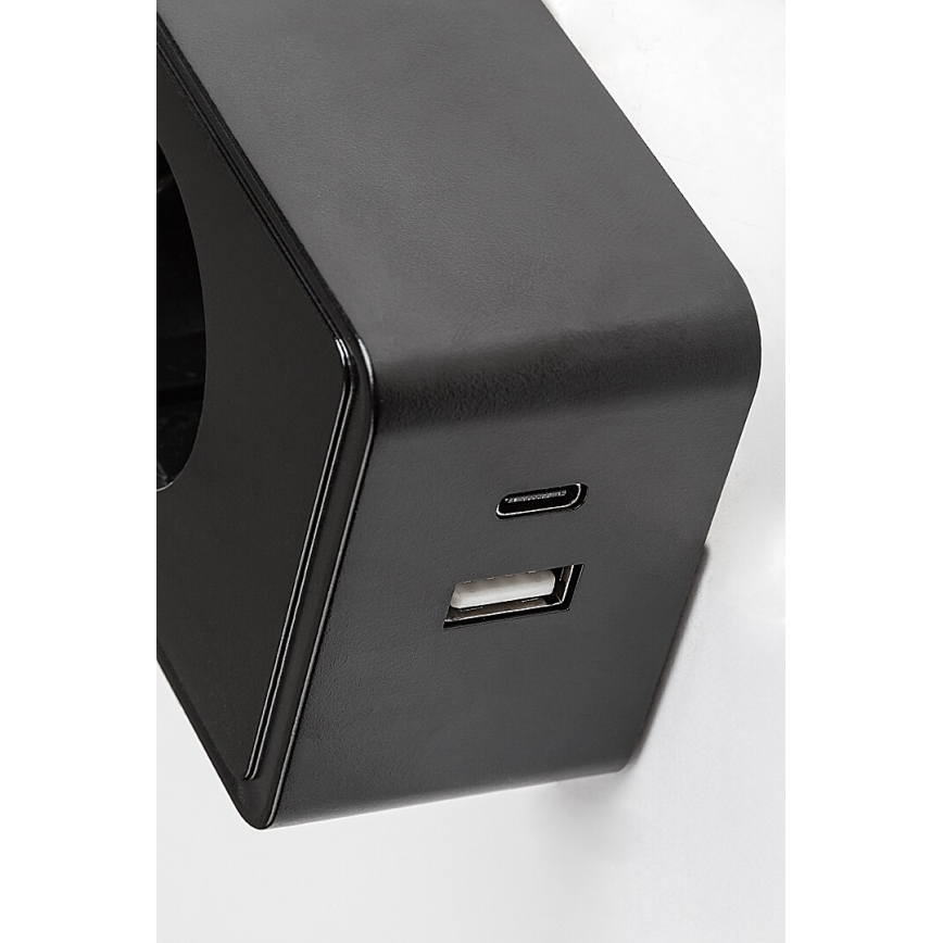 Rabalux - Димируема стенна LED лампа LED/4W/230V с USB порт за включване в електрически контакт, черна