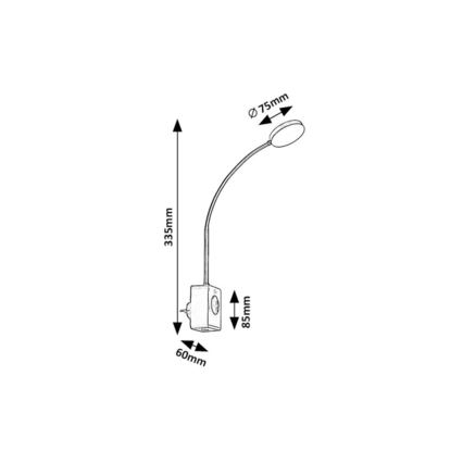 Rabalux - Димируема стенна LED лампа LED/4W/230V с USB порт за включване в електрически контакт, черна
