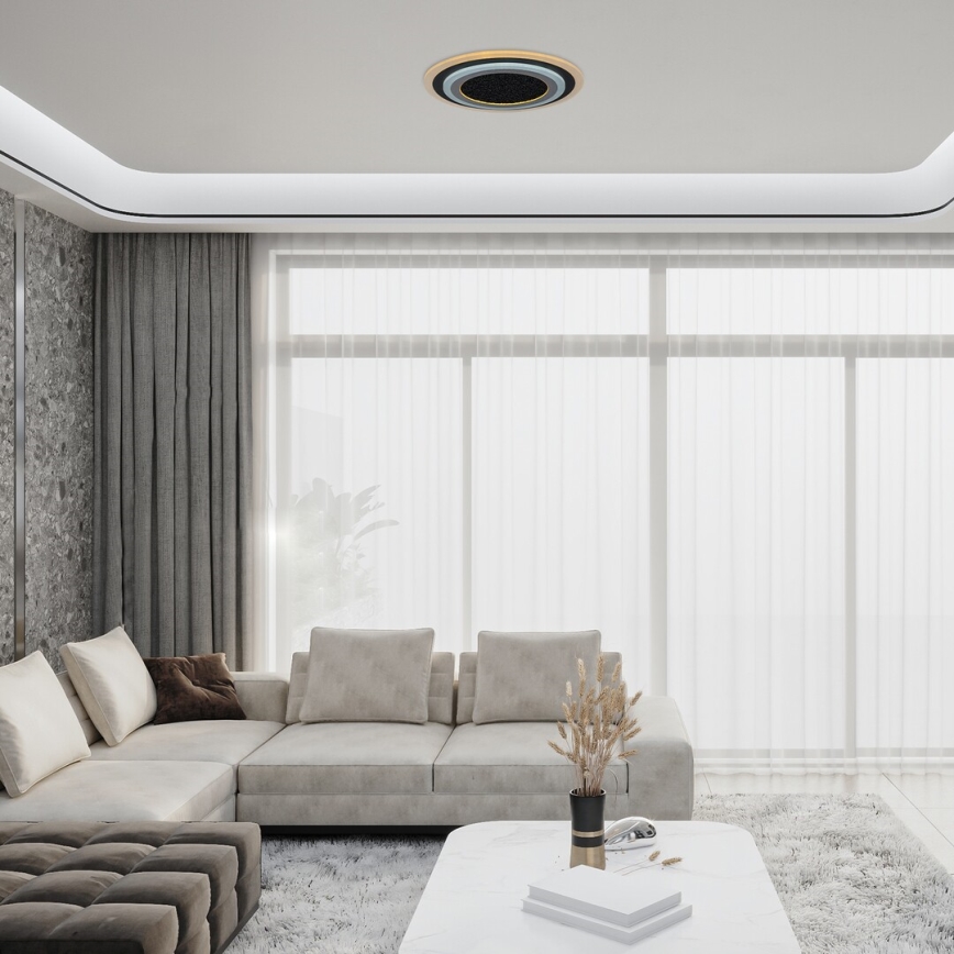 Rabalux - Димируемо таванно осветително тяло LED/56W/230V 3000/4000/6000K черно + дистанционно управление диаметър 45 см