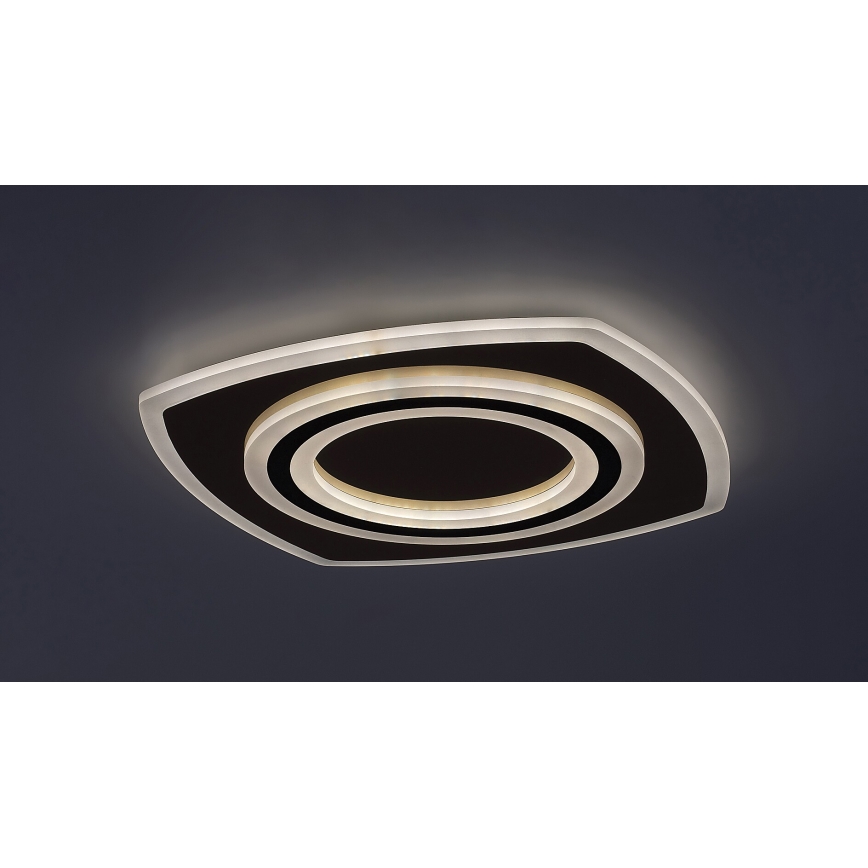 Rabalux - LED таванно осветително тяло с възможност за димиране LED/60W/230V 3000/4000/6000K матов хром/черен + дистанционно управление 48x48 cm