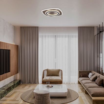 Rabalux - LED таванно осветително тяло с възможност за димиране LED/60W/230V 3000/4000/6000K матов хром/черен + дистанционно управление 48x48 cm