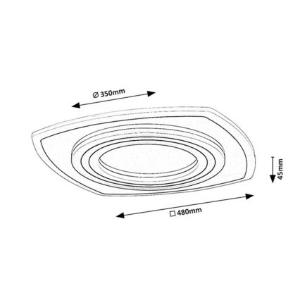 Rabalux - LED таванно осветително тяло с възможност за димиране LED/60W/230V 3000/4000/6000K матов хром/черен + дистанционно управление 48x48 cm