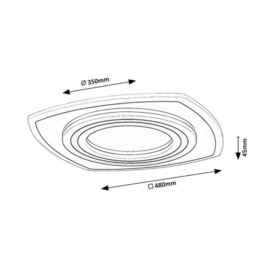 Rabalux - LED таванно осветително тяло с възможност за димиране LED/60W/230V 3000/4000/6000K матов хром/черен + дистанционно управление 48x48 cm