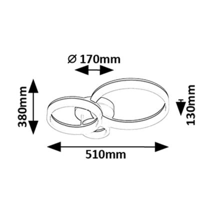 Rabalux - LED Плафониера LED/24W/230V 3000/4000/6500K черен 38x51 см