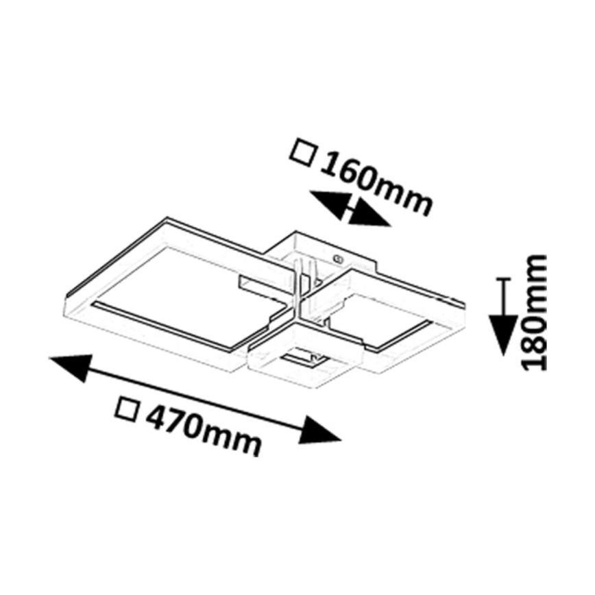Rabalux - LED Плафониера LED/22W/230V 3000/4000/6500K черен 47x47 см