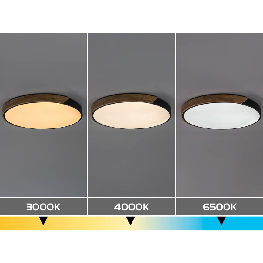 Rabalux - LED таванно осветително тяло LED/42W/230V 3000/4000/6500K черно/дъб Ø 61 см