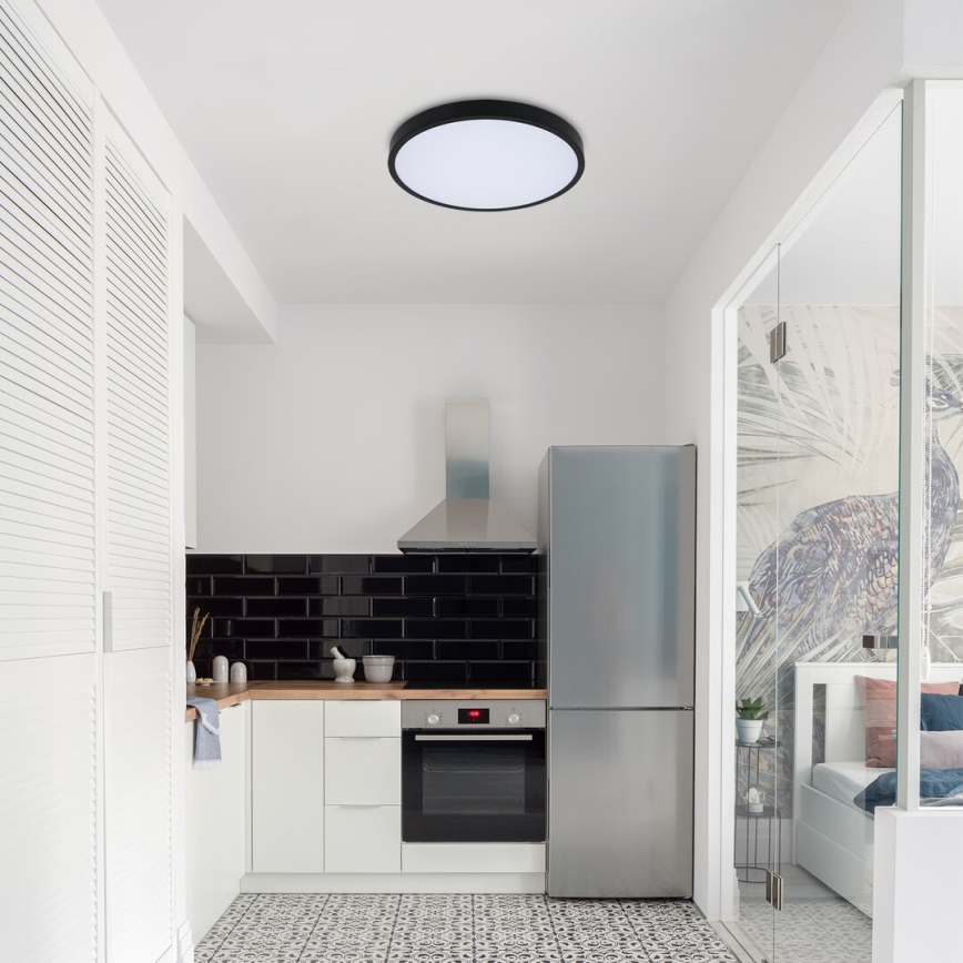 Rabalux - LED Димируем плафон за баня LED/36W/230V 3000-6000K IP44 Ø 42 см черен + дистанционно управление