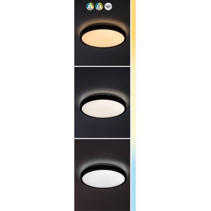 Rabalux - LED Димируем плафон за баня LED/36W/230V 3000-6000K IP44 Ø 42 см черен + дистанционно управление