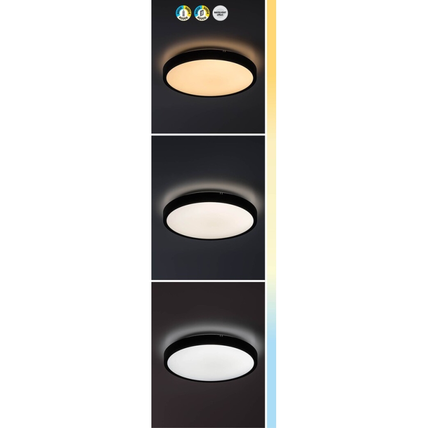 Rabalux - LED Димируем плафон за баня LED/36W/230V 3000-6000K IP44 Ø 42 см черен + дистанционно управление