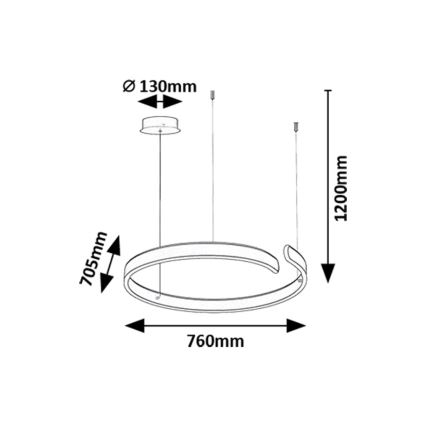 Rabalux - LED полилей на кабел LED/45W/230V 3000/4000/6500K