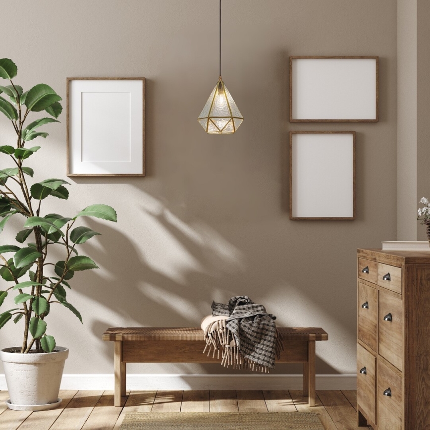 Rabalux - Tiffany закалено стъкло полилей на връв 1xE14/40W/230V златист