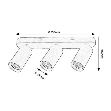 Rabalux - Точково осветително тяло 3xGU10/7W/230V черно