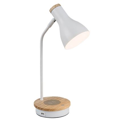 Rabalux - Димируема сензорна настолна лампа с безжично зареждане 1xE14/25W/230V каучуково дърво