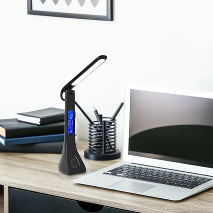 Rabalux - LED регулируема настолна лампа с дисплей LED/7W/5V 4000K черна