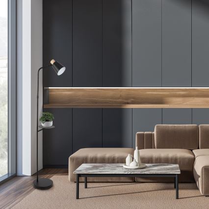 Rabalux - Лампион с рафт 1xE27/40W/230V черен