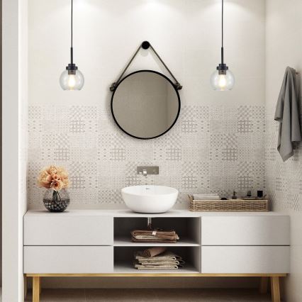 Rabalux - Bathroom полилей на връв 1xE27/15W/230V черен IP44