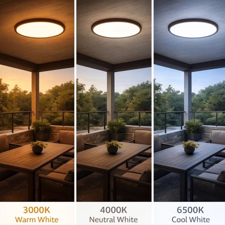 Rabalux - LED таванно осветително тяло за баня LED/24W/230V 3000/4000/6000K Ø 40 см IP44 кафяво
