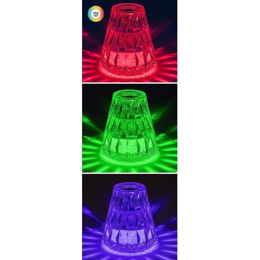 Rabalux - LED RGB регулируема презареждаема настолна лампа LED/2W/5V/3xAAA 3000K