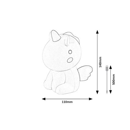 Rabalux - LED RGB Димируем докосване rechargeable children's малко лампа LED/0,45W/5V