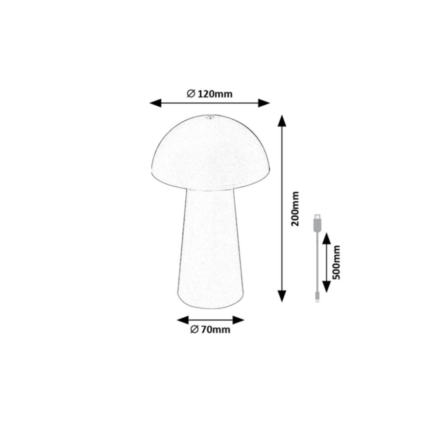 Rabalux - LED димируема сензорна презареждаема външна лампа LED/1,5W/5V IP44 1200 mAh USB черна