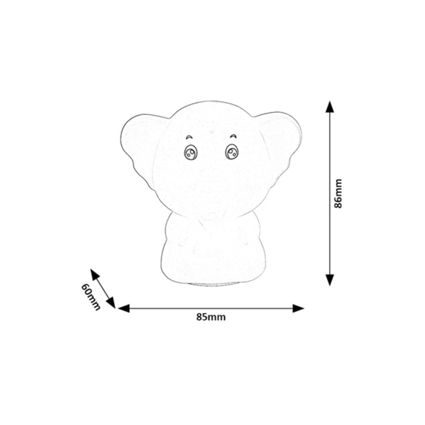 Rabalux - LED RGB нощна лампа с докосване LED/0,05W/1xCR2032 слон