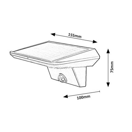 Rabalux - LED соларна лампа със сензор LED/10W/3,7V IP44 1200 mAh