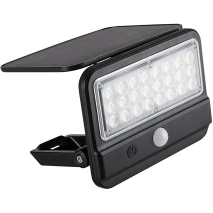 Rabalux - LED соларен стенен фенер с сензор LED/7W/3,7V IP54 черен 3000 mAh